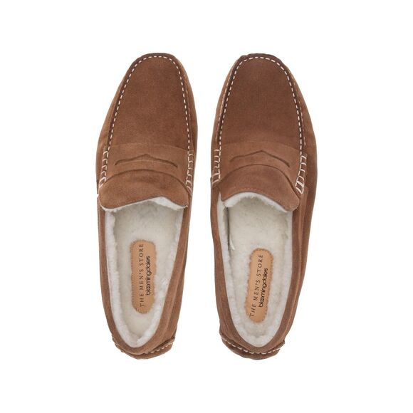 The Men Store Shearling Moc Toe Slippers Tan Size 8 US